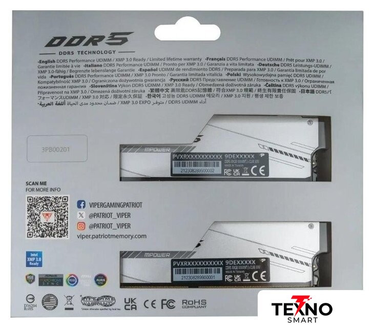 Viper Xtreme 5 2x16ГБ DDR5 6400 МГц PVXR532G64C32KM Viper Xtreme 5 2x16ГБ DDR5 6400 МГц PVXR532G64C32KM